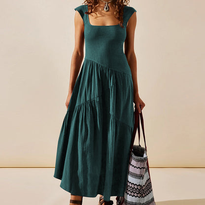 U-neck backless strapless long dress