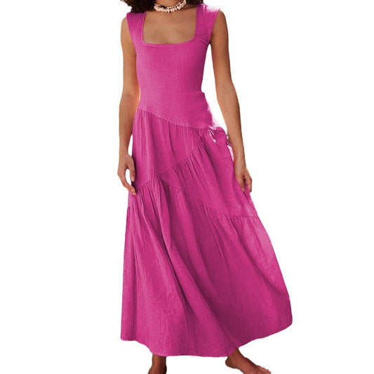 U-neck backless strapless long dress