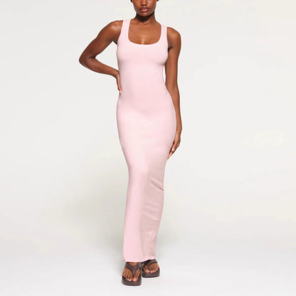 U-neck vest long dress