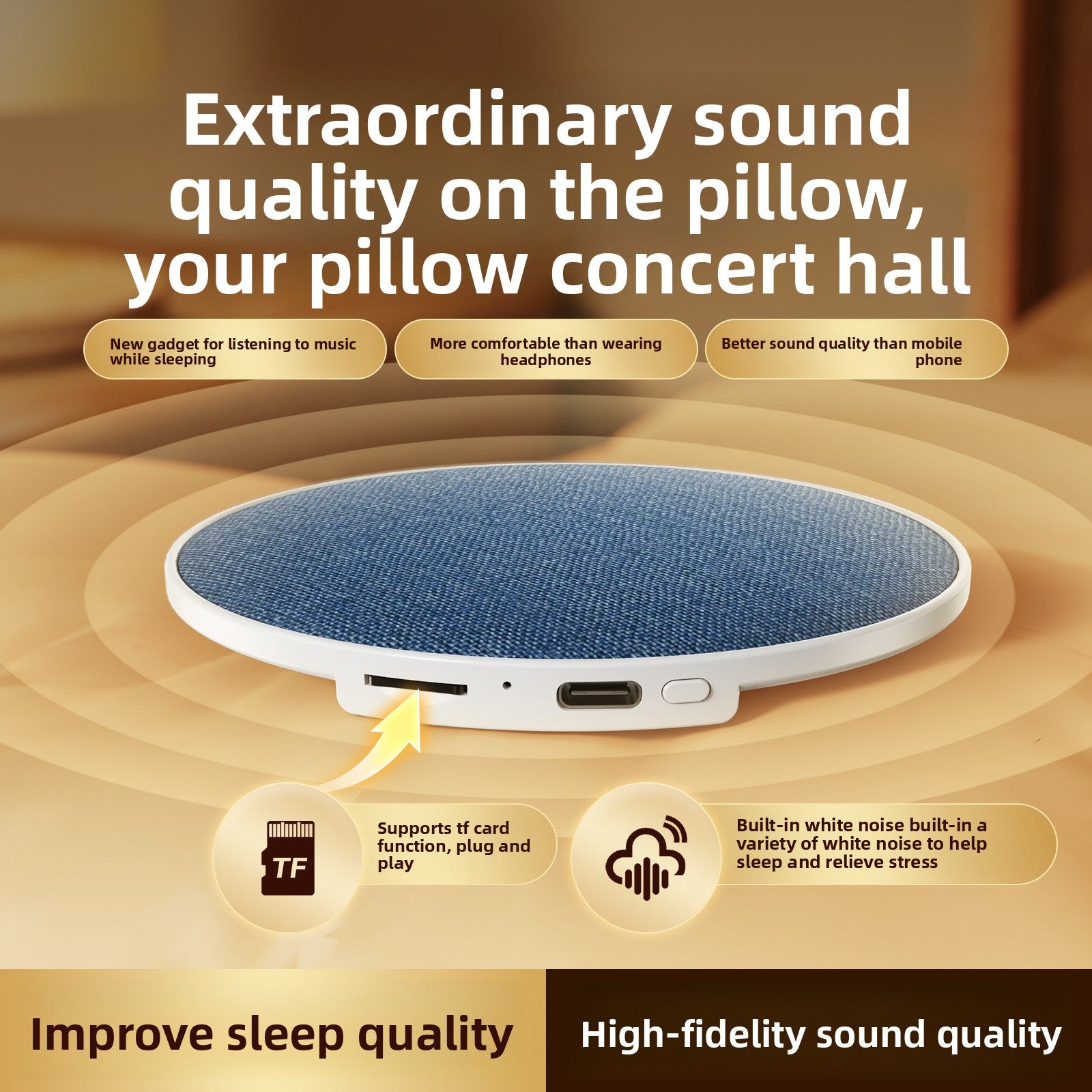 Ultra-Thin Bluetooth Sleep Sound Machine with White Noise