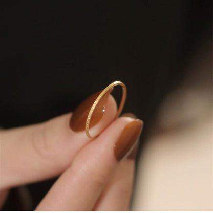 Ultra-Thin Frosted 18K Gold Plain Band Ring