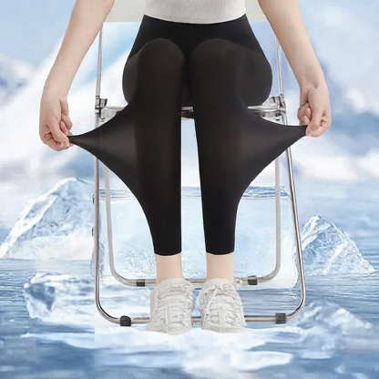 Ultra-thin ice silk shark pants women's summer wear stretch plus size air conditioning pants naked yoga bottoming pants