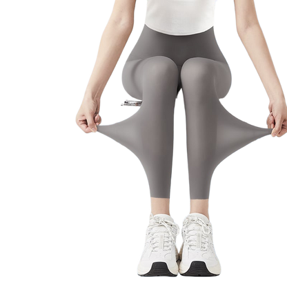 Ultra-thin ice silk shark pants women's summer wear stretch plus size air conditioning pants naked yoga bottoming pants
