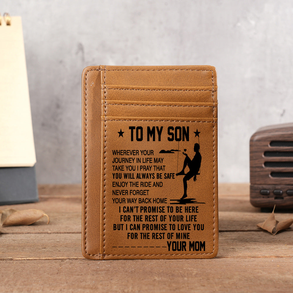 Ultra Thin Laser Engraved PU Leather Card Holder Wallet