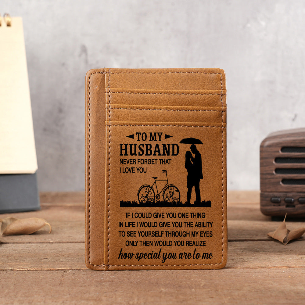 Ultra Thin Laser Engraved PU Leather Card Holder Wallet