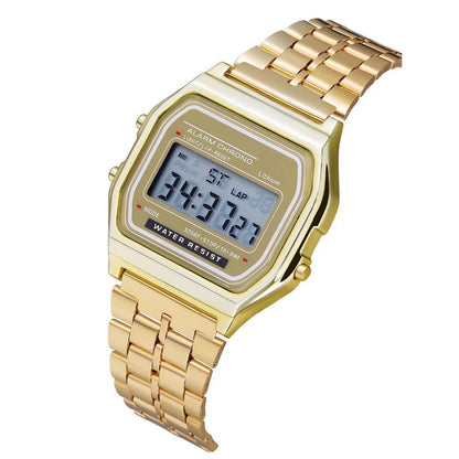 Ultra-Thin LED Digital Electronic Watch with Metal Strap