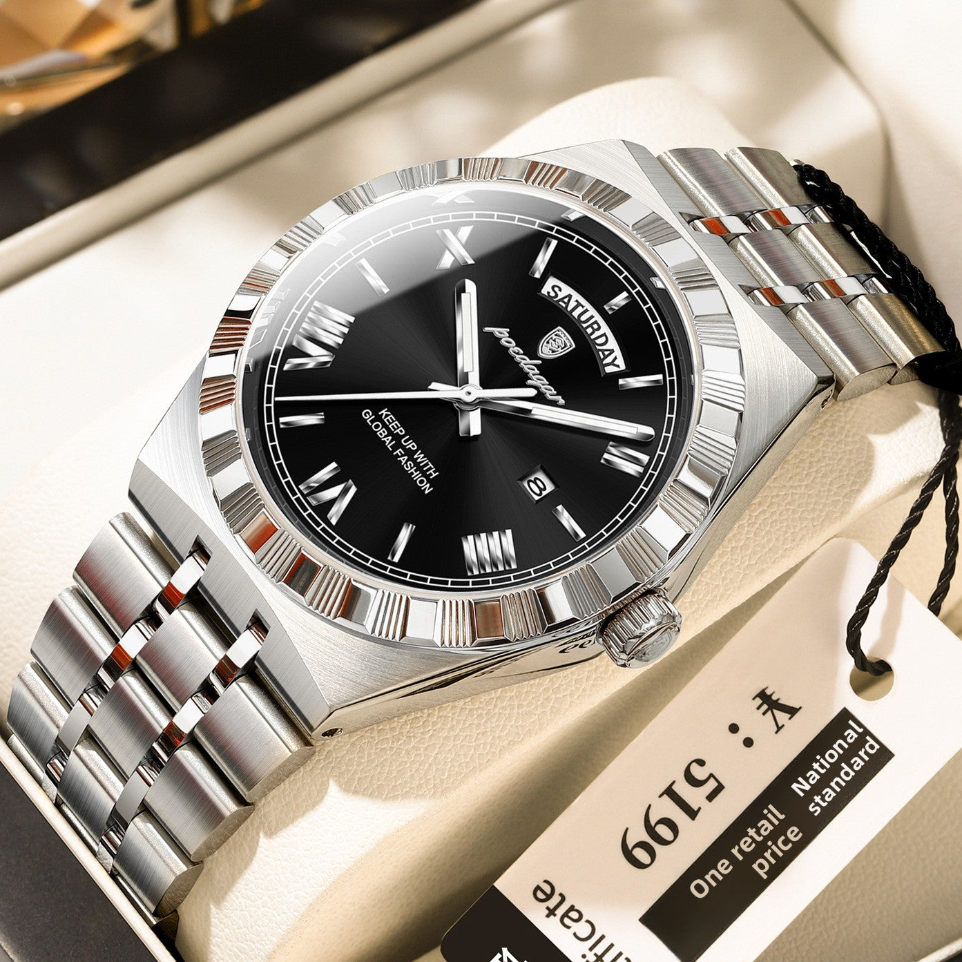 Ultra-Thin Men's Quartz Watch with Calendar and Luminous Display