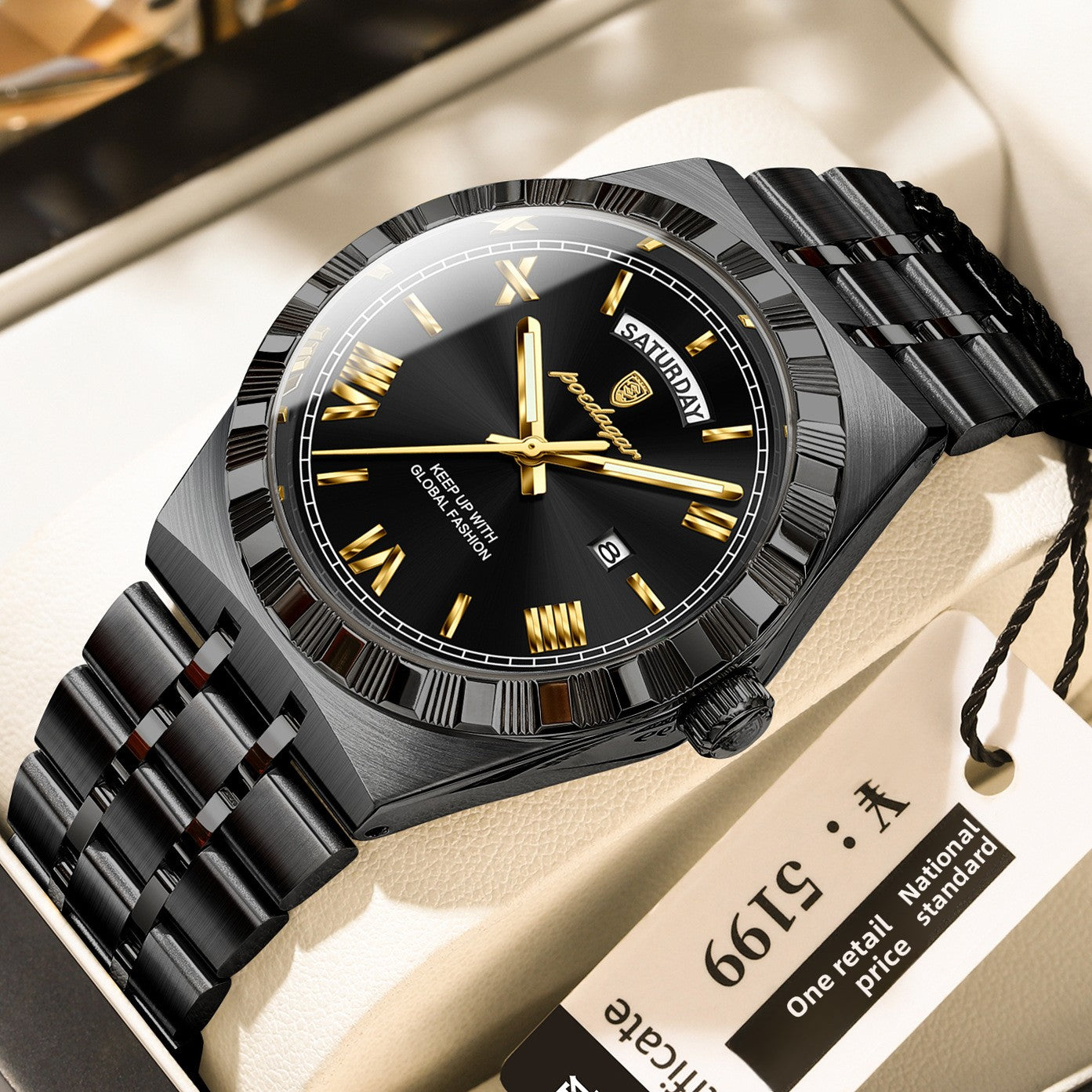 Ultra-Thin Men's Quartz Watch with Calendar and Luminous Display