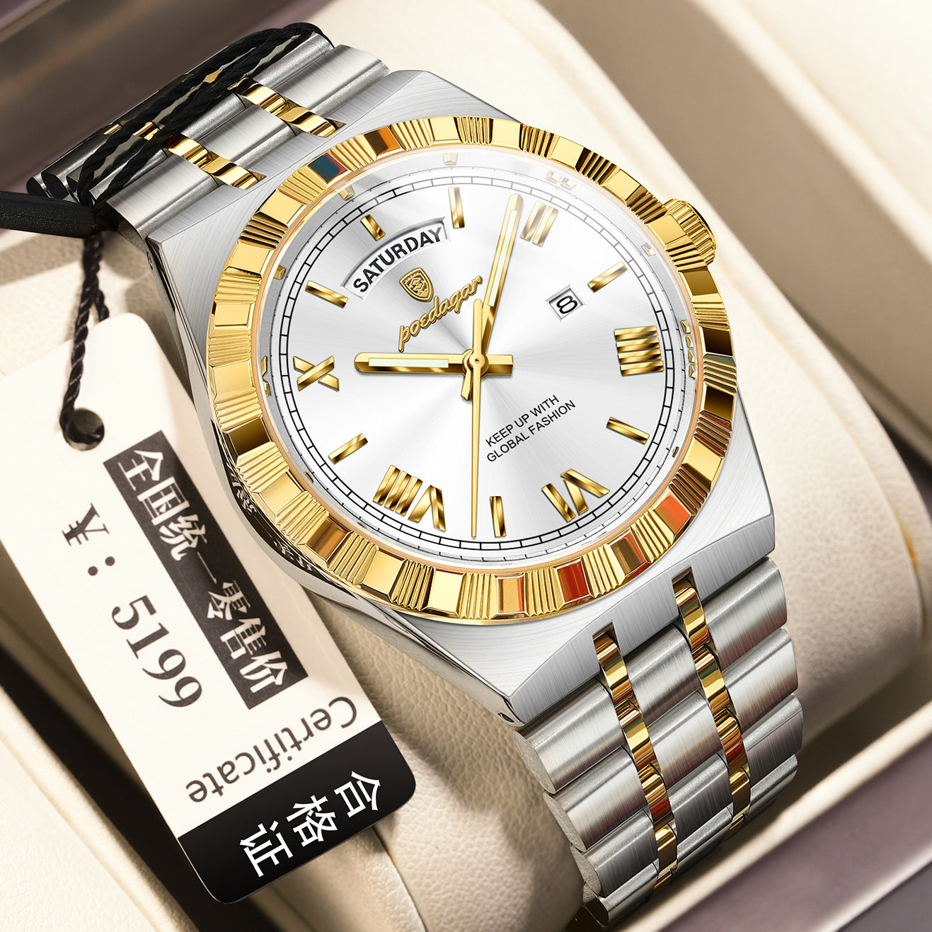 Ultra-Thin Men's Quartz Watch with Calendar and Luminous Display