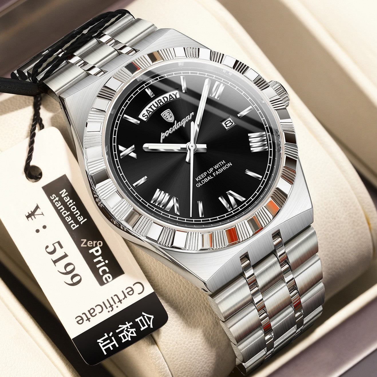 Ultra-Thin Men's Quartz Watch with Calendar and Luminous Display
