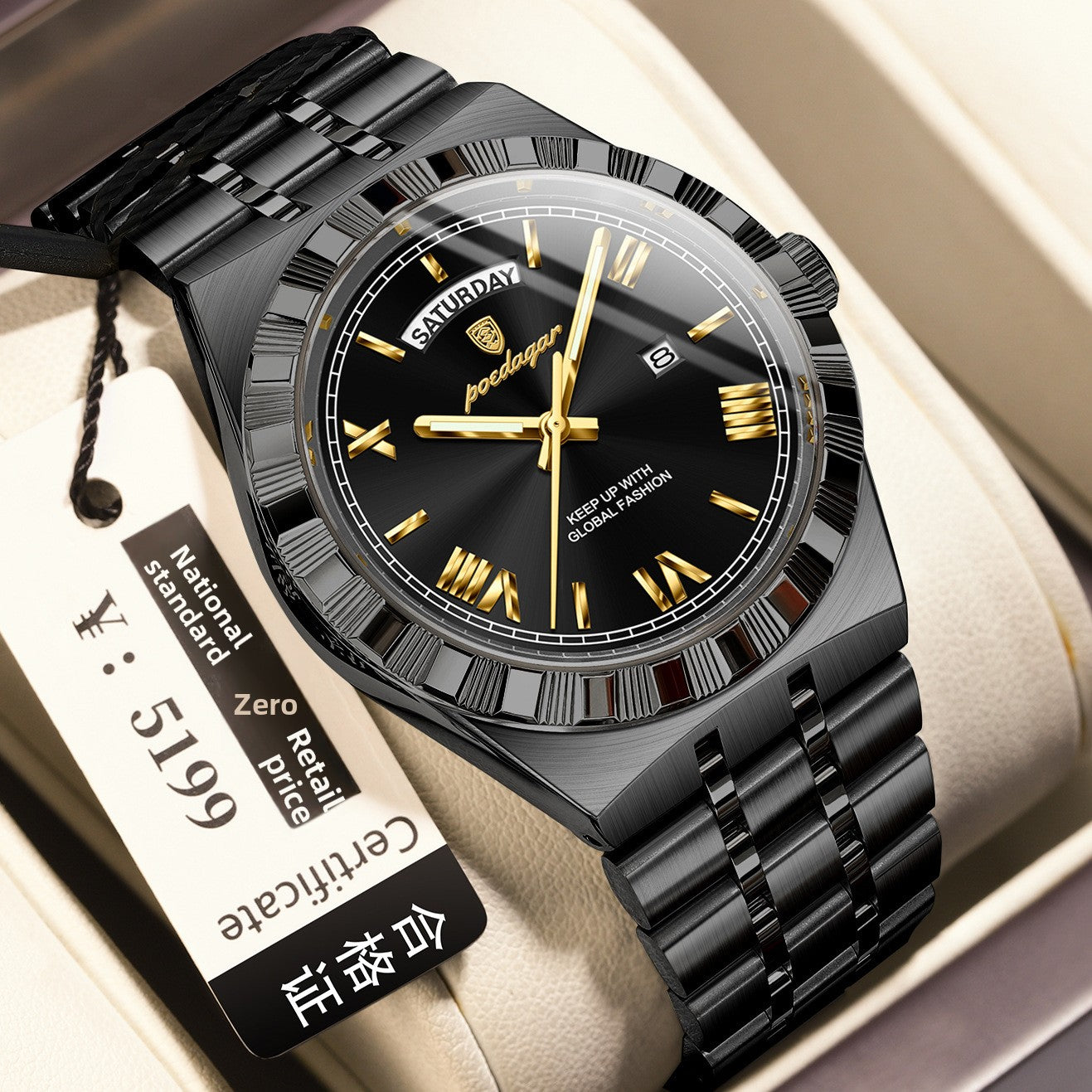 Ultra-Thin Men's Quartz Watch with Calendar and Luminous Display