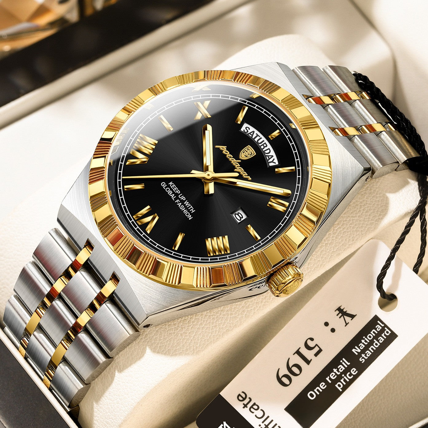 Ultra-Thin Men's Quartz Watch with Calendar and Luminous Display