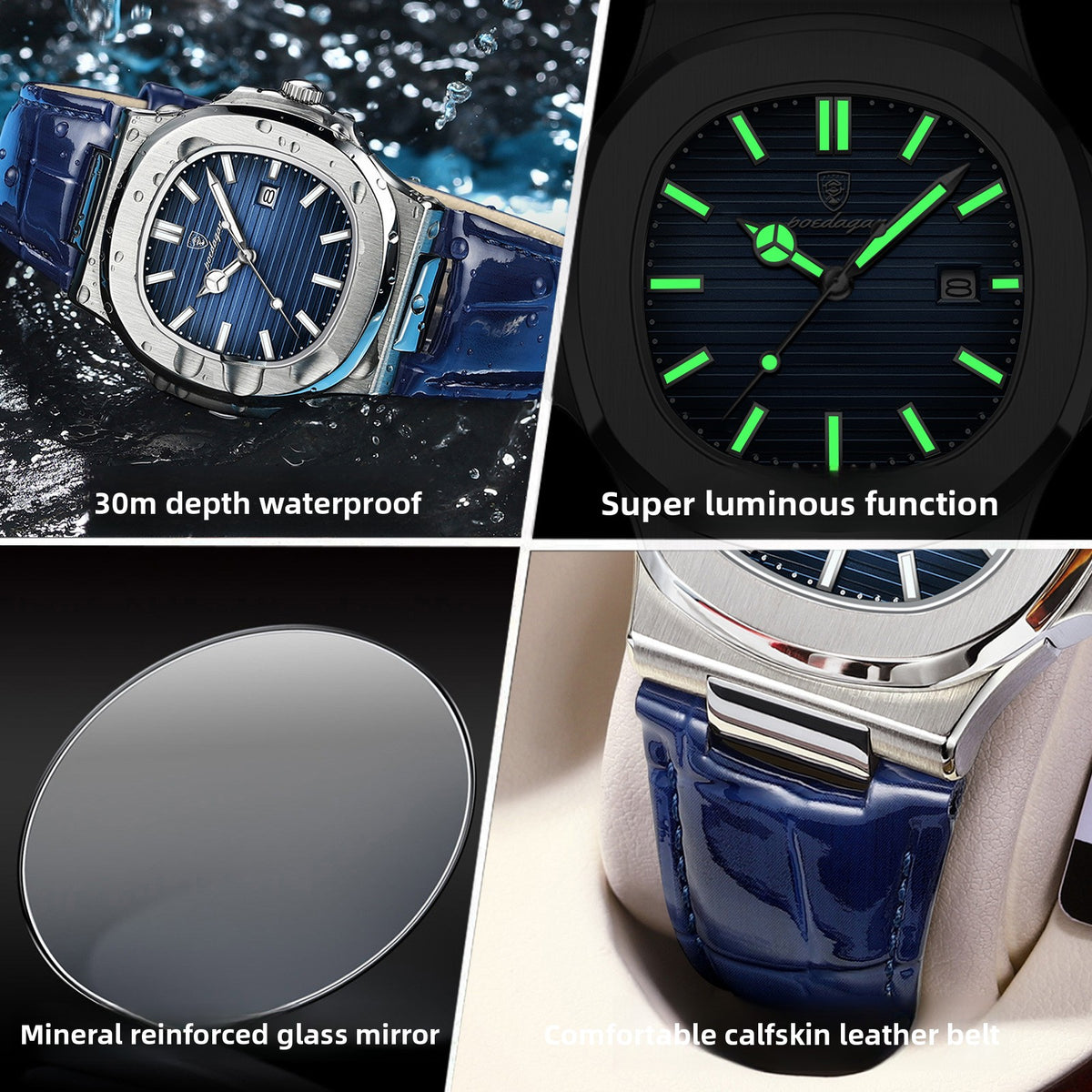 Ultra-Thin Men's Quartz Watch with Leather Strap
