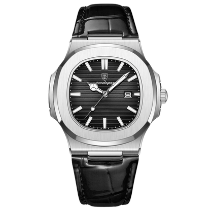 Ultra-Thin Men's Quartz Watch with Leather Strap