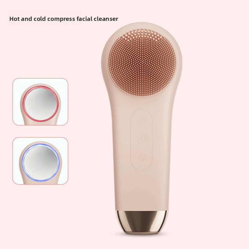 Ultrasonic Hot Cold Electric Silicone Facial Cleansing Brush