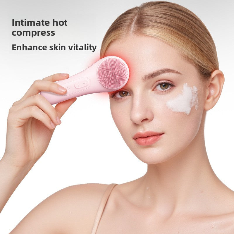Ultrasonic Hot Compress Silicone Facial Cleansing Device