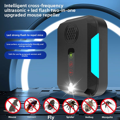 Ultrasonic Mouse Repeller with LED Strobe and Variable Frequency