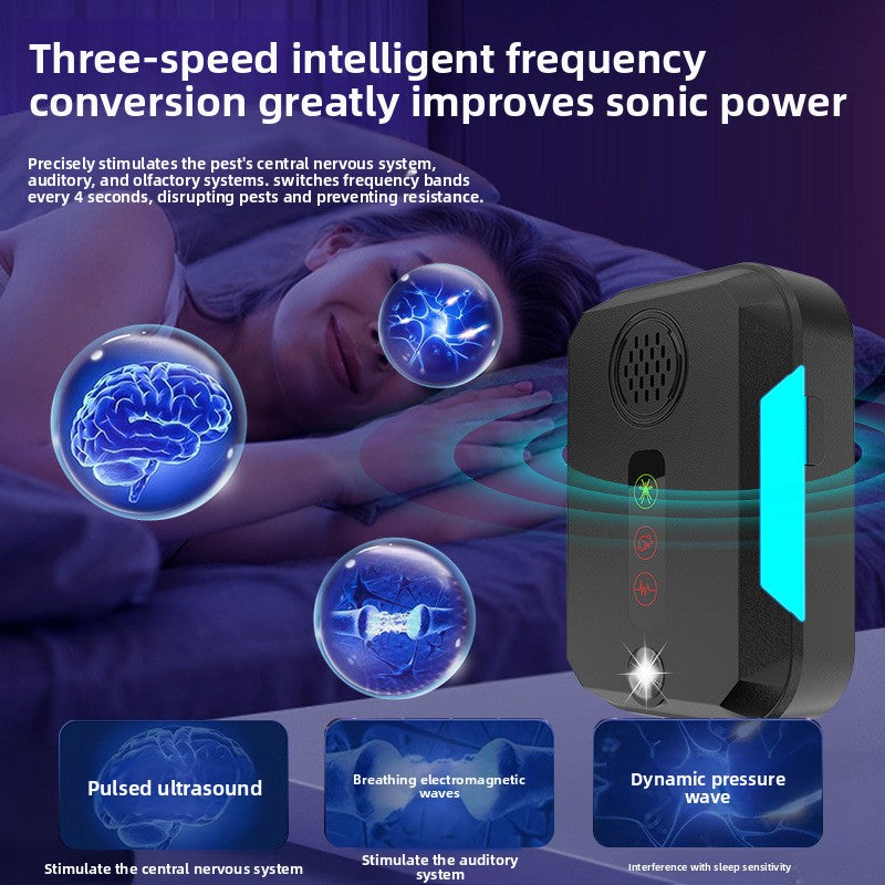Ultrasonic Mouse Repeller with LED Strobe and Variable Frequency