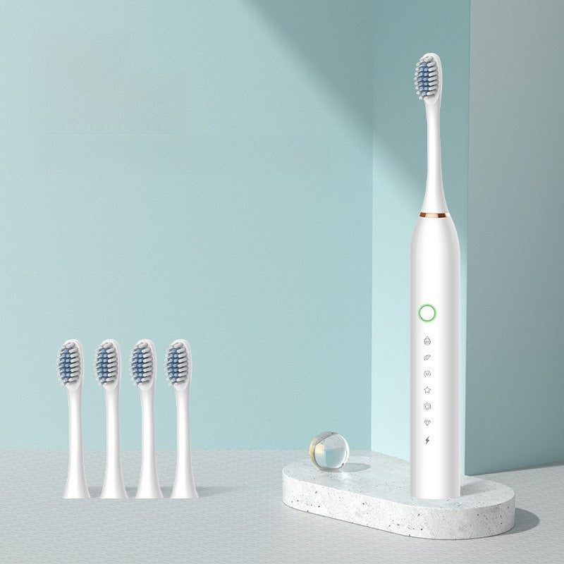 Ultrasonic Soft Bristle Electric Toothbrush with 4 Brush Heads