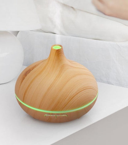 Ultrasonic Wood Grain Aromatherapy Humidifier with LED Lights