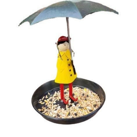 Umbrella Girl Bird Feeder Metal Garden Decor