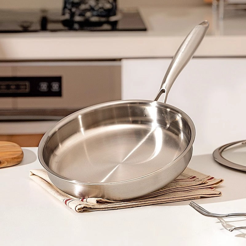 Uncoated 304 Stainless Steel Frying Pan