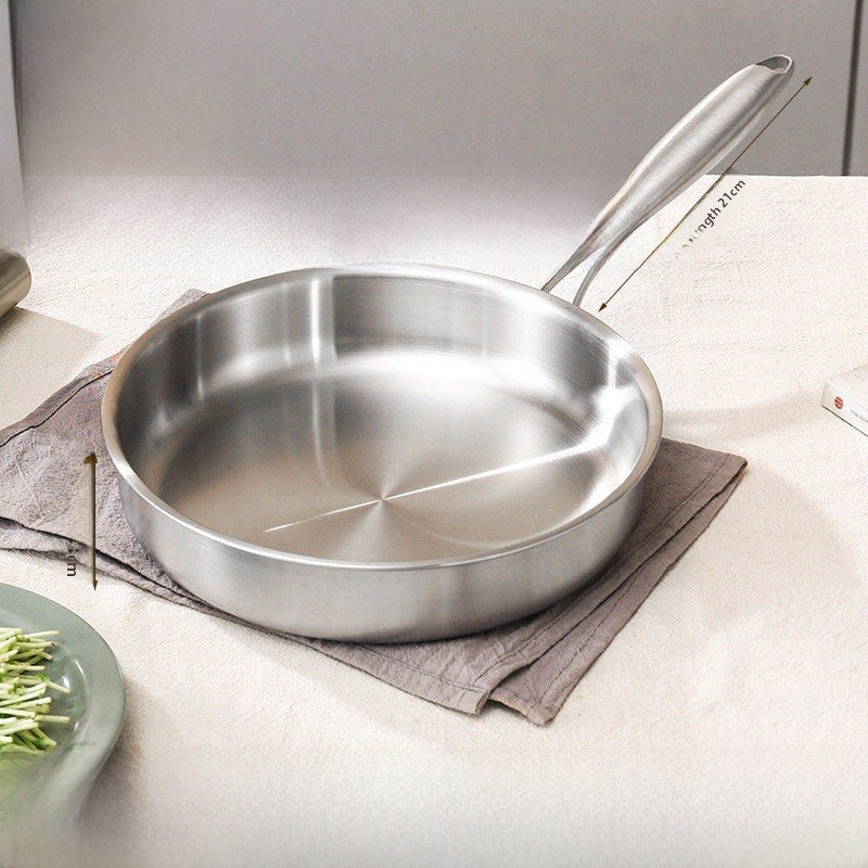 Uncoated 304 Stainless Steel Frying Pan