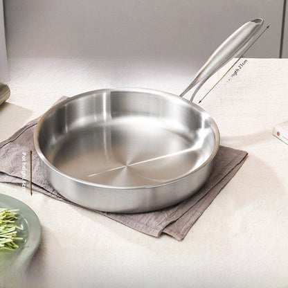 Uncoated 304 Stainless Steel Frying Pan
