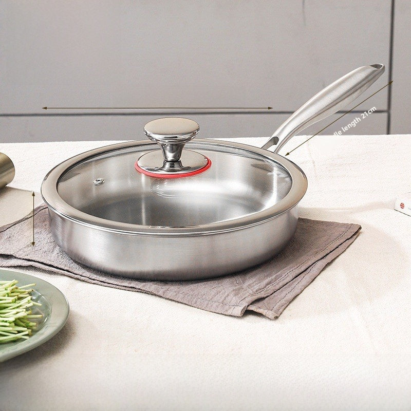 Uncoated 304 Stainless Steel Frying Pan