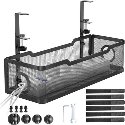 Under Desk Cable Management Rack with Adhesive Hooks