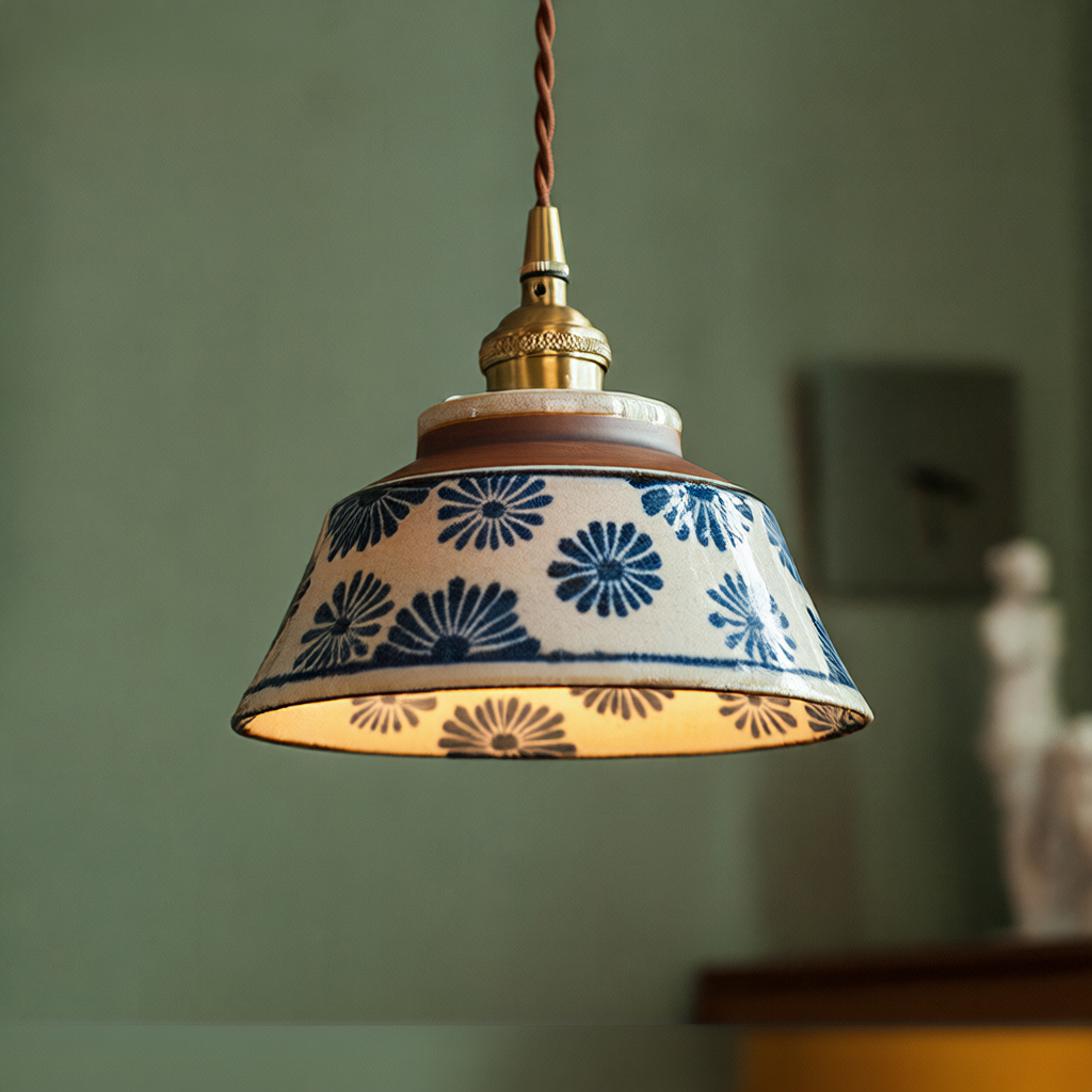 Underglaze ceramic chandelier