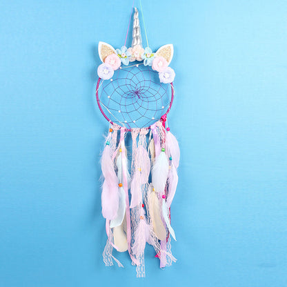 Unicorn Dream Catcher Feather Pendant