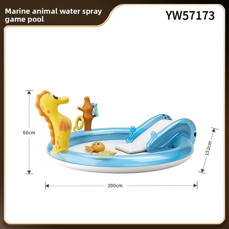 Unicorn Slide Inflatable Play Pool with Water Spray
