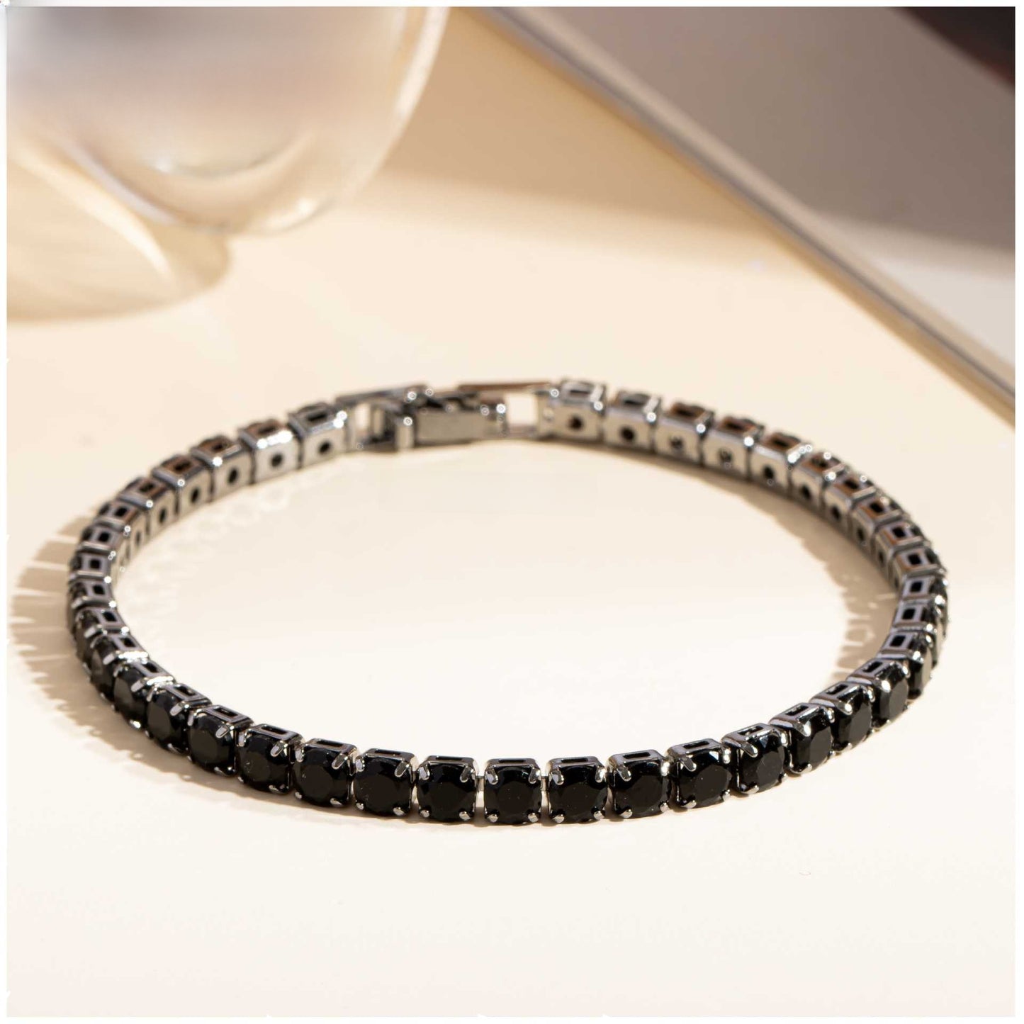Unisex Black Zircon Geometric Bracelet