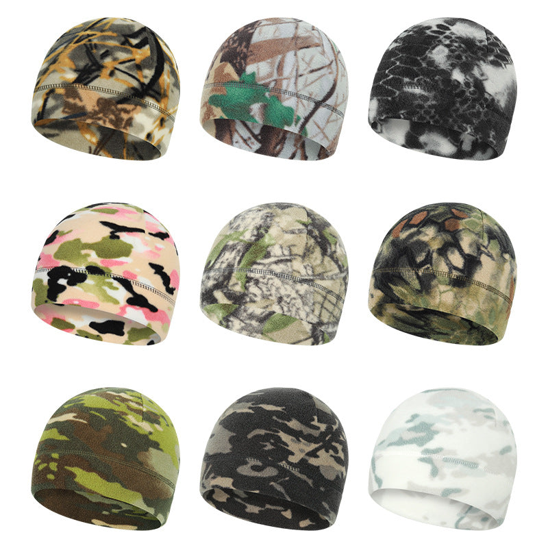 Unisex Camouflage Fleece Hat for Outdoor Riding and Mountaineering