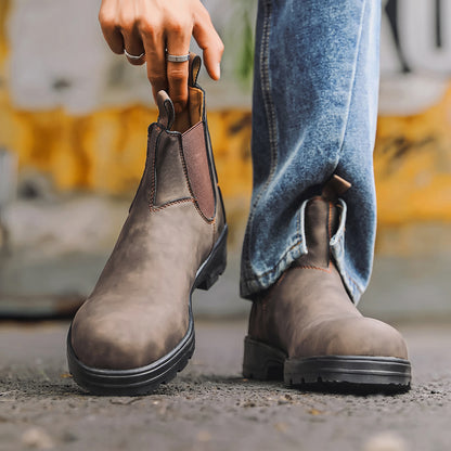 Unisex Chelsea Leather Boots with Rubber Sole