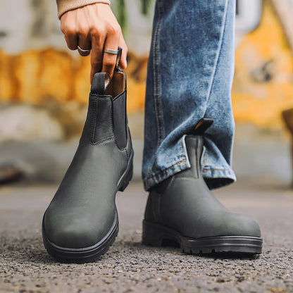 Unisex Chelsea Leather Boots with Rubber Sole