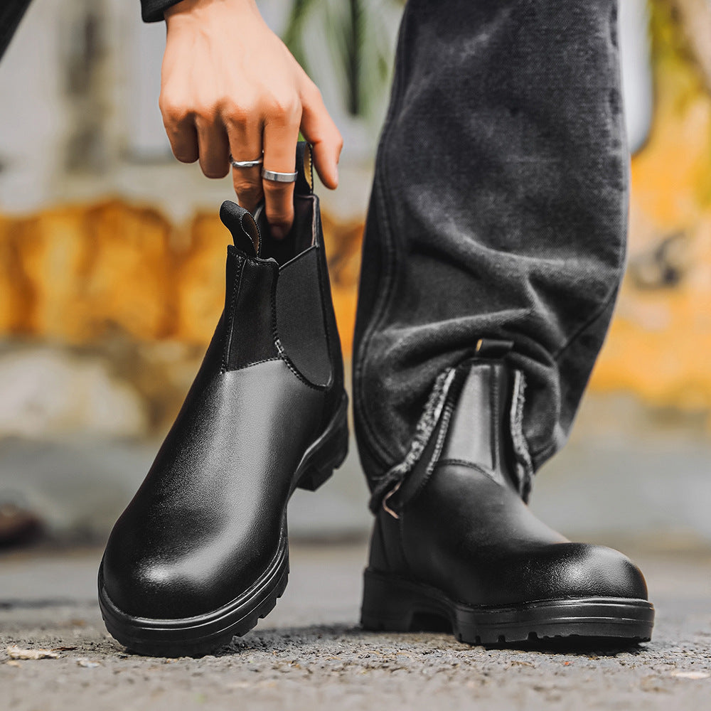 Unisex Chelsea Leather Boots with Rubber Sole