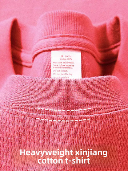 Unisex Couple Loose Half-Sleeve Round Neck Base Shirt
