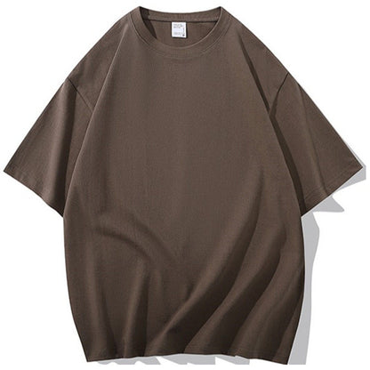 Unisex Couple Loose Half-Sleeve Round Neck Base Shirt