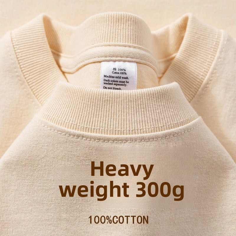 Unisex Couple Loose Half-Sleeve Round Neck Base Shirt