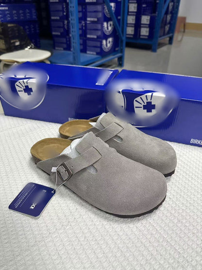 Unisex Cowhide Leather Slippers