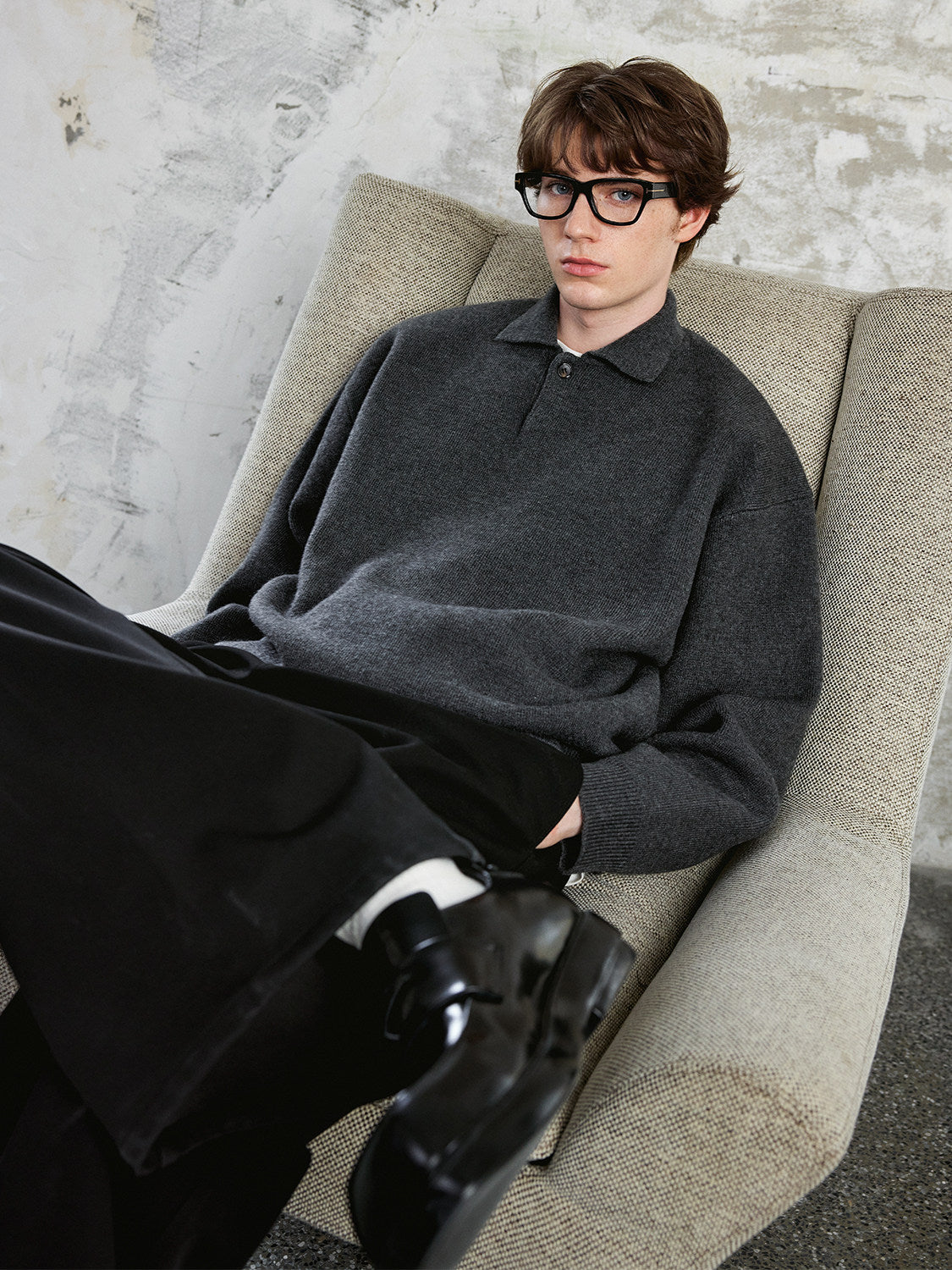 Unisex High-Density Polo Collar Knit Sweater