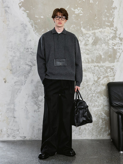 Unisex High-Density Polo Collar Knit Sweater