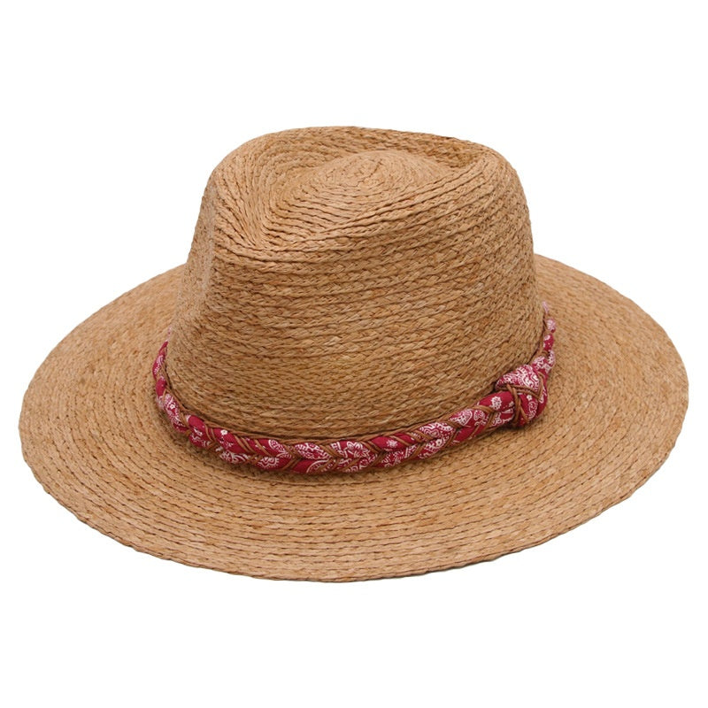 Unisex Raffia Panama Hat Sun Protection Wide Brim Jazz Hat