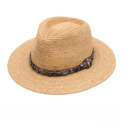 Unisex Raffia Panama Hat Sun Protection Wide Brim Jazz Hat