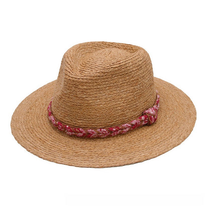 Unisex Raffia Panama Hat Sun Protection Wide Brim Jazz Hat