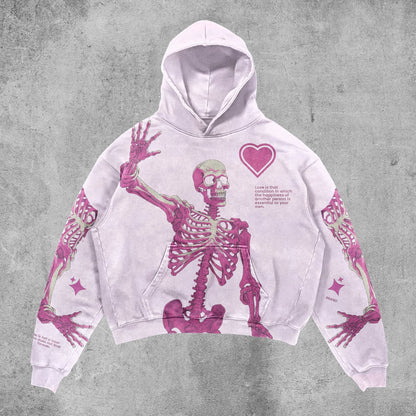 Unisex Skull Print Hooded Sweatshirt