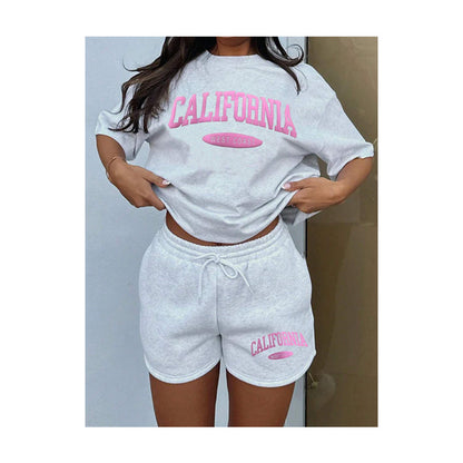 Unisex Sports Tracksuit Set Short Sleeve T-Shirt and Shorts