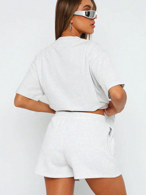 Unisex Sports Tracksuit Set Short Sleeve T-Shirt and Shorts